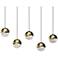 Grapes 37.25" Wide Rectangle 5-Light Brass LED Pendant