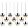 Grapes 37.5" Wide 11-Light Polished Chrome Large Rectangle LED Pendant
