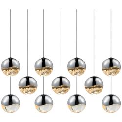 Grapes 37.5" Wide 11-Light Polished Chrome Large Rectangle LED Pendant