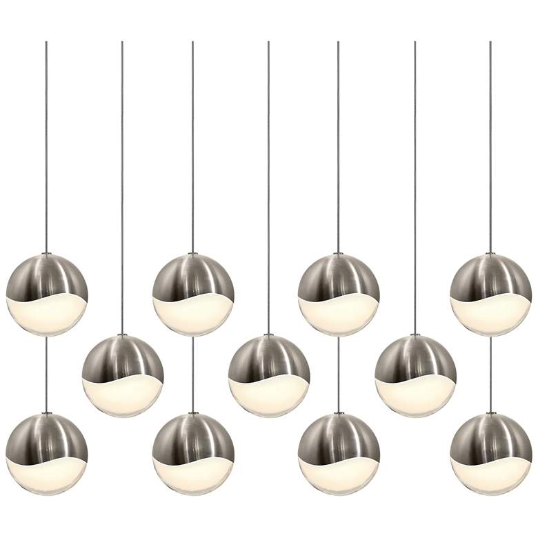 Image 1 Grapes 37.5" Wide 11.Light Satin Nickel Large LED Pendant