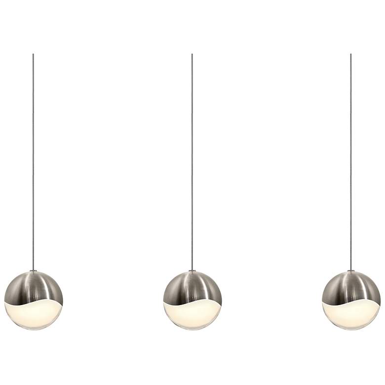 Image 1 Grapes 37.75" Wide 3.Light Satin Nickel Large LED Pendant