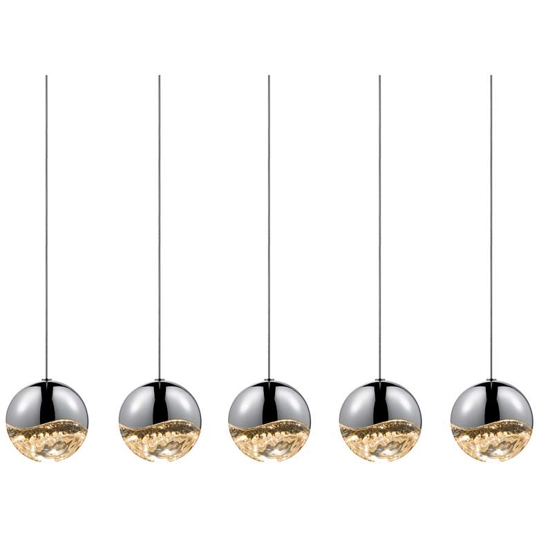 Image 1 Grapes 37.75" Wide 5.Light Polished Chrome Large LED Pendant
