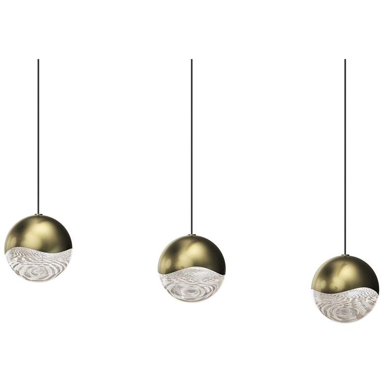 Image 1 Grapes 37.75 inch Wide Rectangle 3-Light Brass LED Pendant