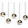 Grapes 37.75" Wide Rectangle 5-Light Brass LED Pendant