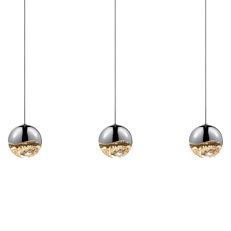 Image 1 Grapes 37 3/4" Wide Polished Chrome LED Multi-Light Pendant