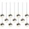 Grapes 37" Wide 11-Light Satin Nickel Medium Rectangle LED Pendant