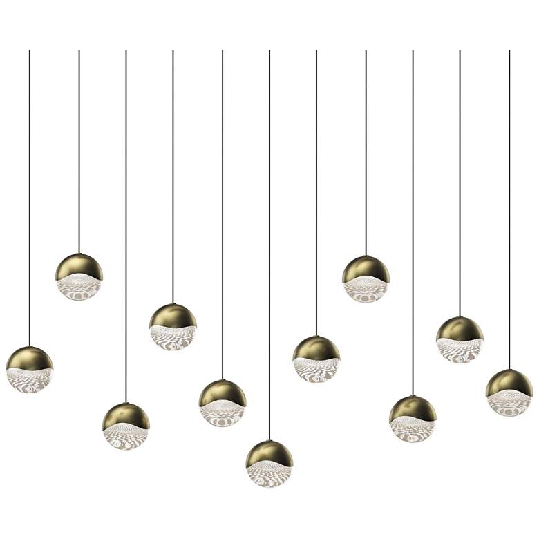Image 1 Grapes 37" Wide Rectangle 11-Light Brass LED Pendant