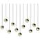 Grapes 37" Wide Rectangle 11-Light Brass LED Pendant
