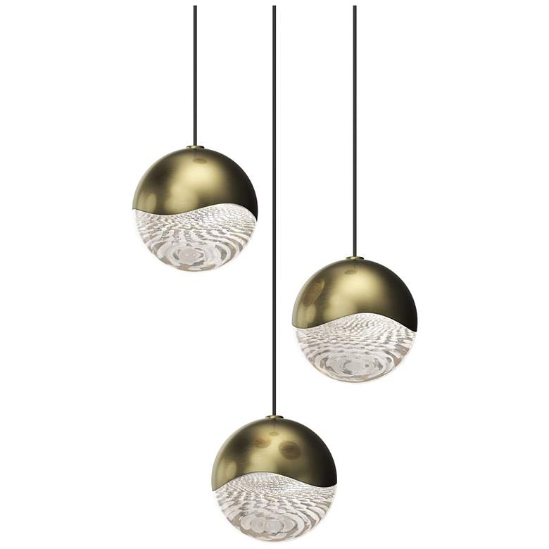 Image 1 Grapes 7.75" Wide Round 3-Light Brass LED Pendant