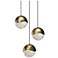 Grapes 7.75" Wide Round 3-Light Brass LED Pendant