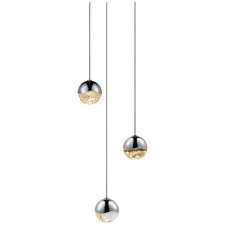 Image 1 Grapes 7" Wide 3-Light Polished Chrome LED Pendant
