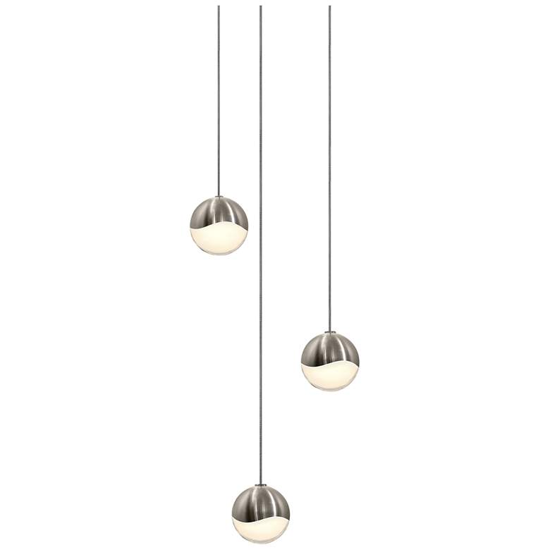 Image 1 Grapes 7" Wide 3-Light Satin Nickel LED Pendant
