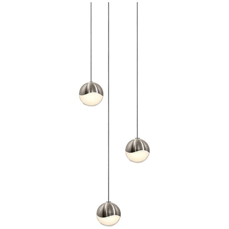 Image 1 Grapes 7 inch Wide 3-Light Satin Nickel LED Pendant