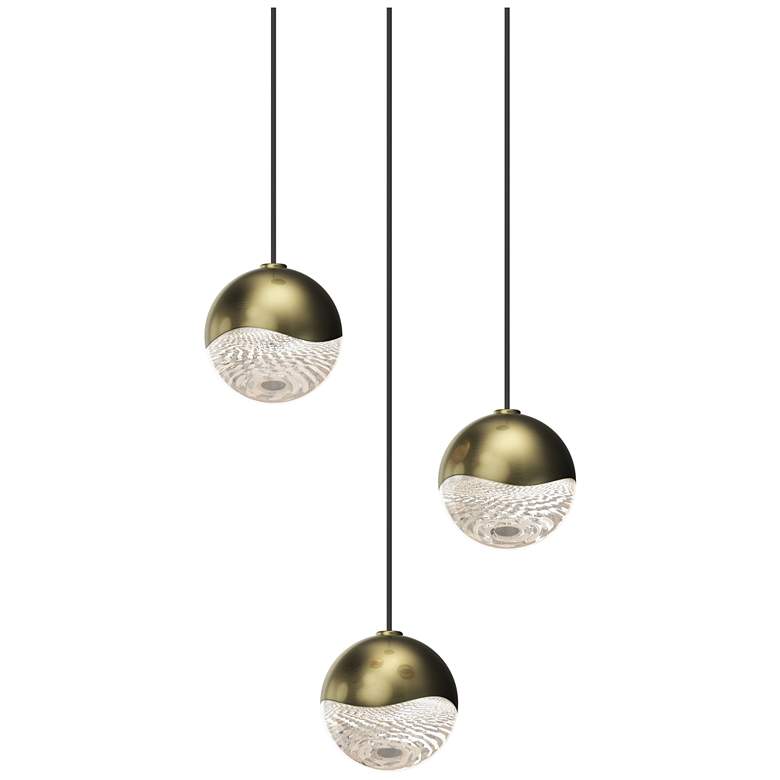 Image 1 Grapes 7 inch Wide Round 3-Light Brass LED Pendant