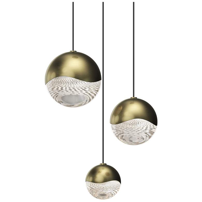 Image 1 Grapes 8.25" Wide Round 3-Light Brass LED Pendant