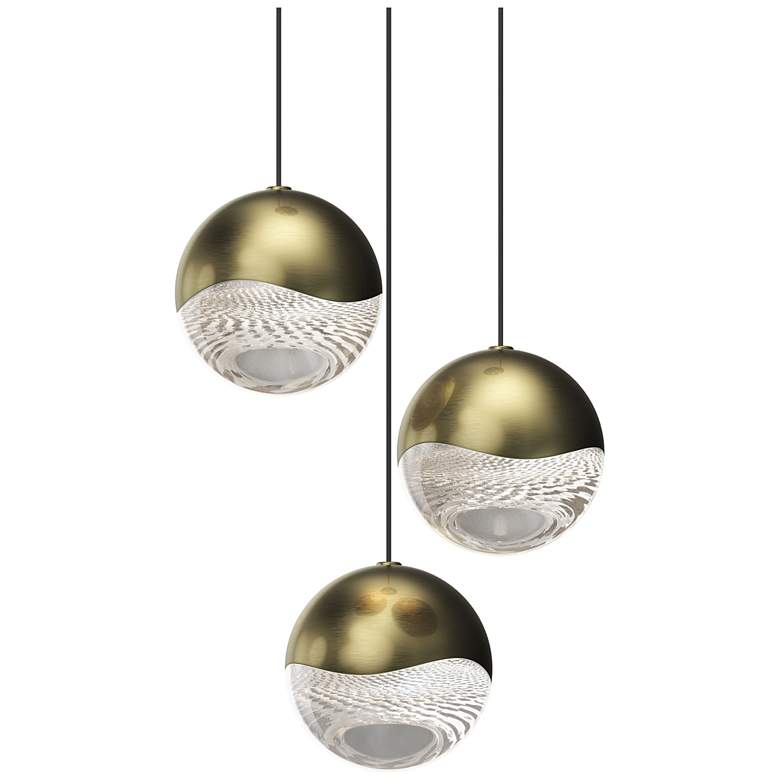 Image 1 Grapes 8.25 inch Wide Round 3-Light Brass LED Pendant