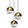 Grapes 8.25" Wide Round 3-Light Brass LED Pendant