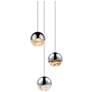 1_Grapes 8 1/4"W Polished Chrome 3-Light LED Mini Pendant
