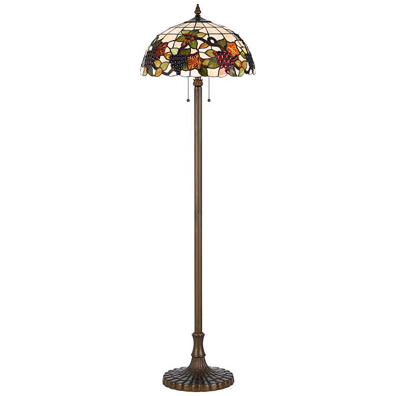 Image 1 Grapevine Tiffany-Style Antique Brass Floor Lamp