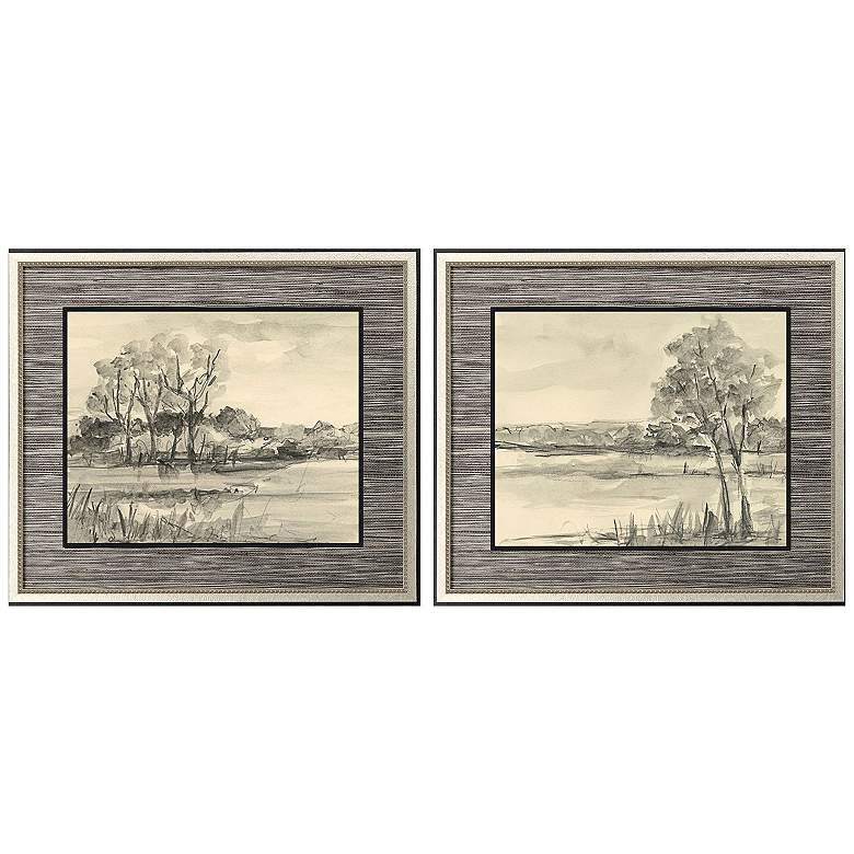 Image 1 Graphite Plein Air 28"W x 24"H Framed Art Set of 2