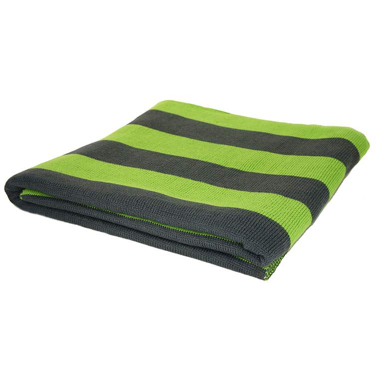 Image 1 Grass Green Jacquard Mod Stripe Knit Throw Blanket