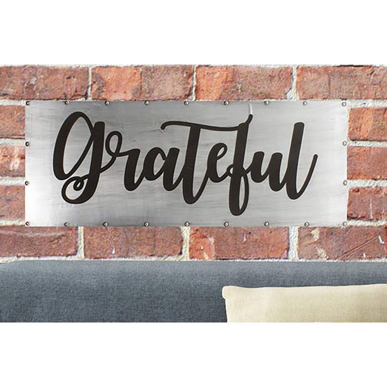 Grateful 36&quot; Wide Black and Gray Metal Wall Art