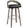 Gratto 29 1/4" Black Faux Leather Gray Wood Swivel Bar Stool