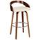 Gratto 29 1/4" Cream Faux Leather Walnut Swivel Bar Stool