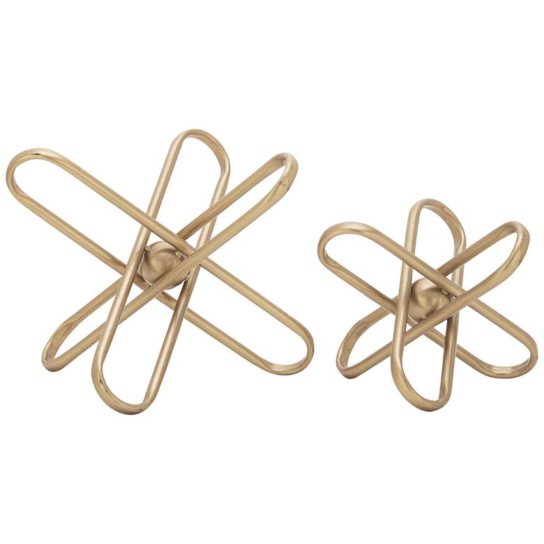 Image 1 Gravity 12" Wide Gold Metal Geometric Figurines Set of 2
