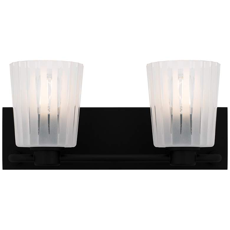 Image 1 Gray 2-Light Matte Black Bath Light
