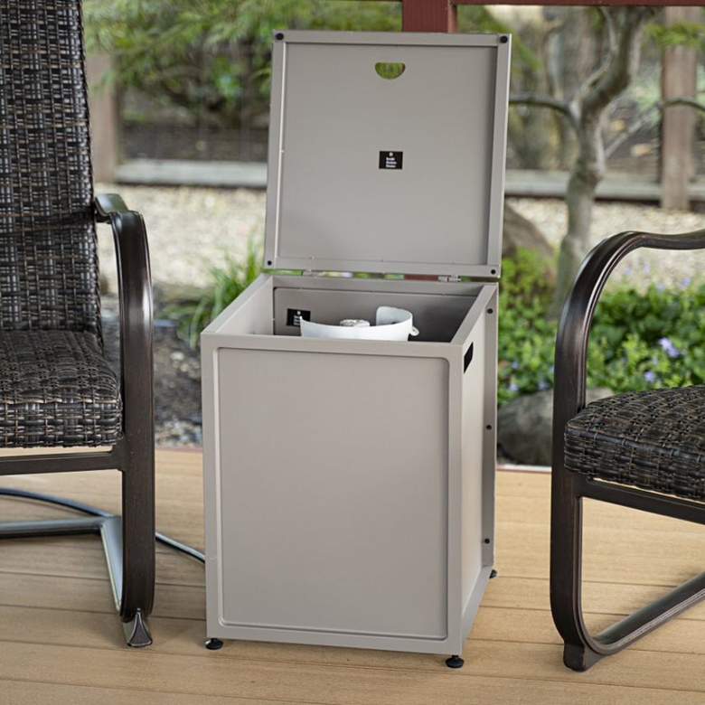 Image 1 Gray 20 3/4" High Outdoor Cover Table/Propane Tank Hideaway