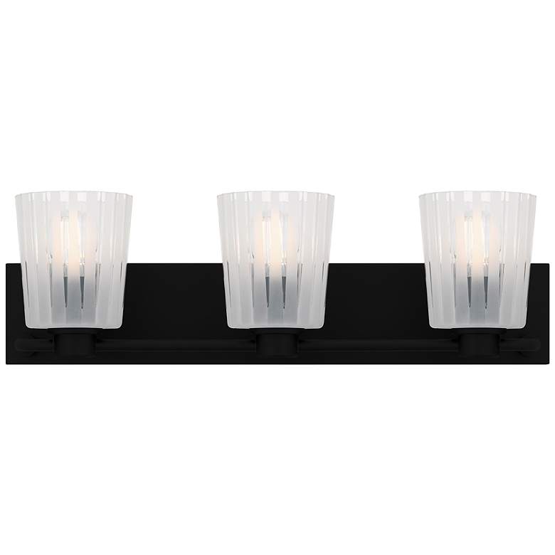 Image 1 Gray 3-Light Matte Black Bath Light