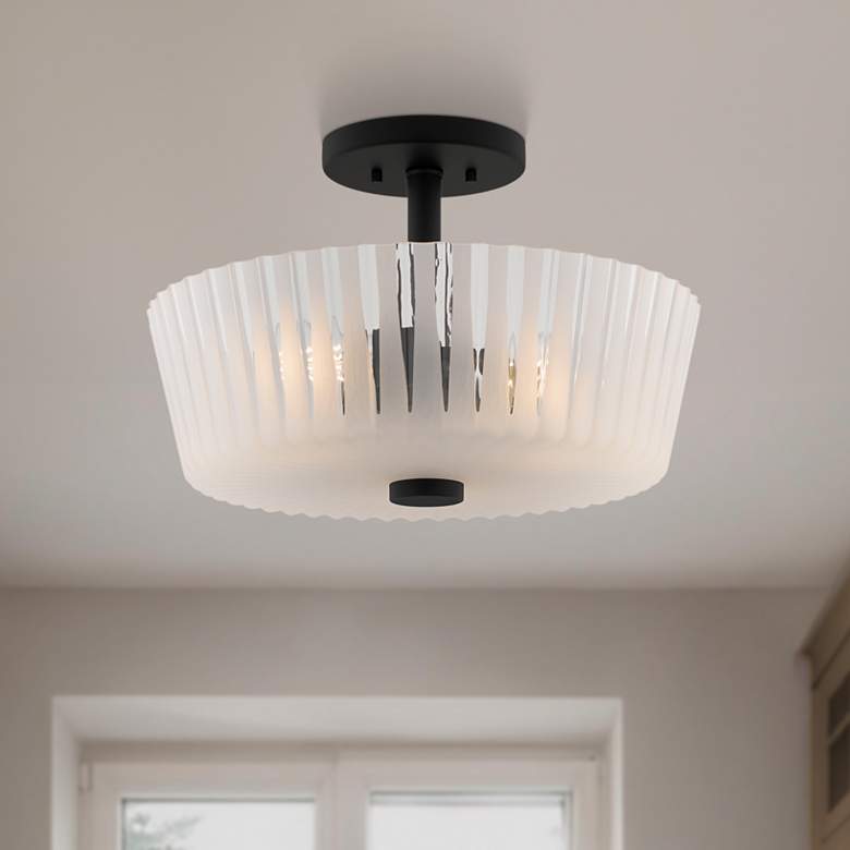 Image 1 Gray 3-Light Matte Black Semi-Flush Mount