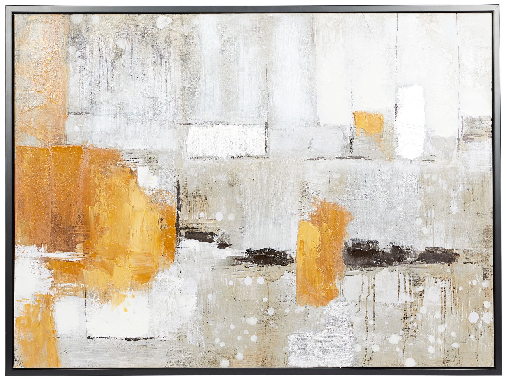 Gray Abstract 48" Wide Rectangular Framed Canvas Wall Art