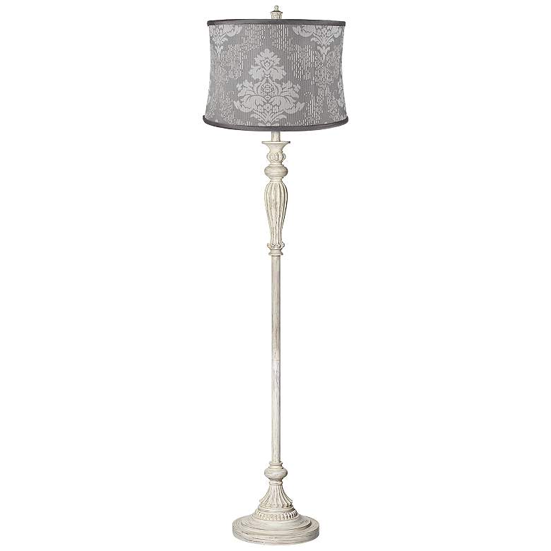 Image 1 Gray Acanthus Shade Vintage Chic Antique White Floor Lamp
