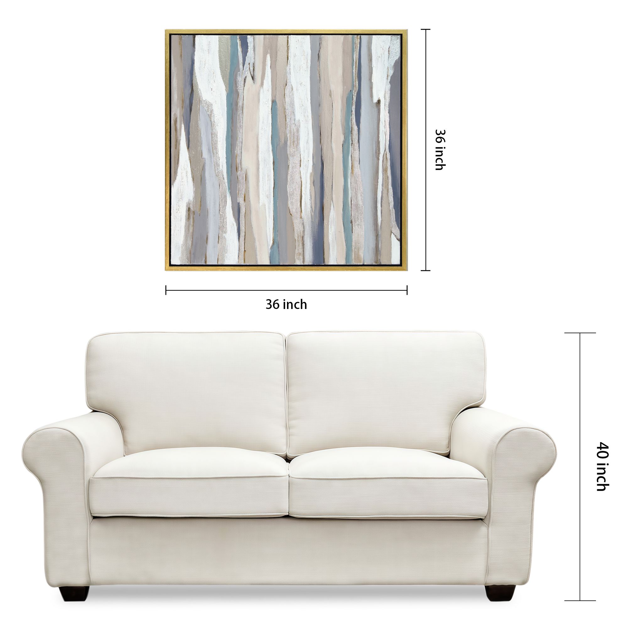 Gray Aisle 36" Square Metallic Framed Canvas Wall Art in scene