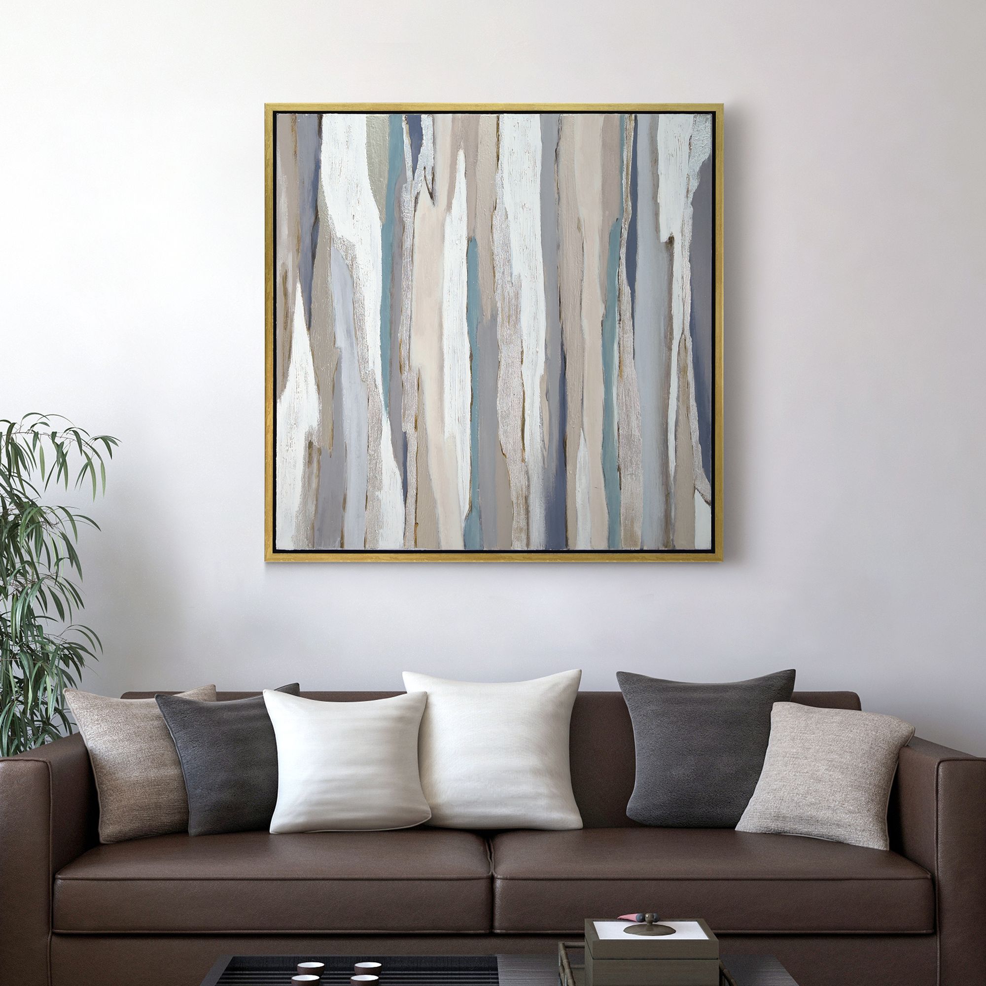 Gray Aisle 36" Square Metallic Framed Canvas Wall Art in scene