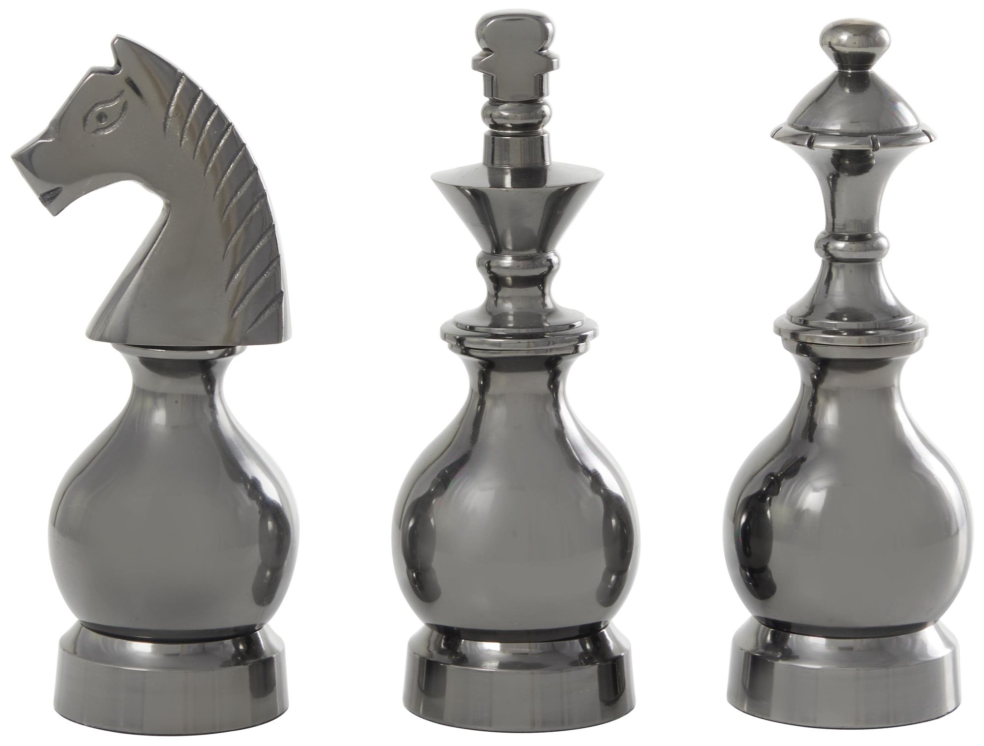 Image 2 Gray Aluminum Metal Traditional Sculpture, S/3 9", 9", 8"H