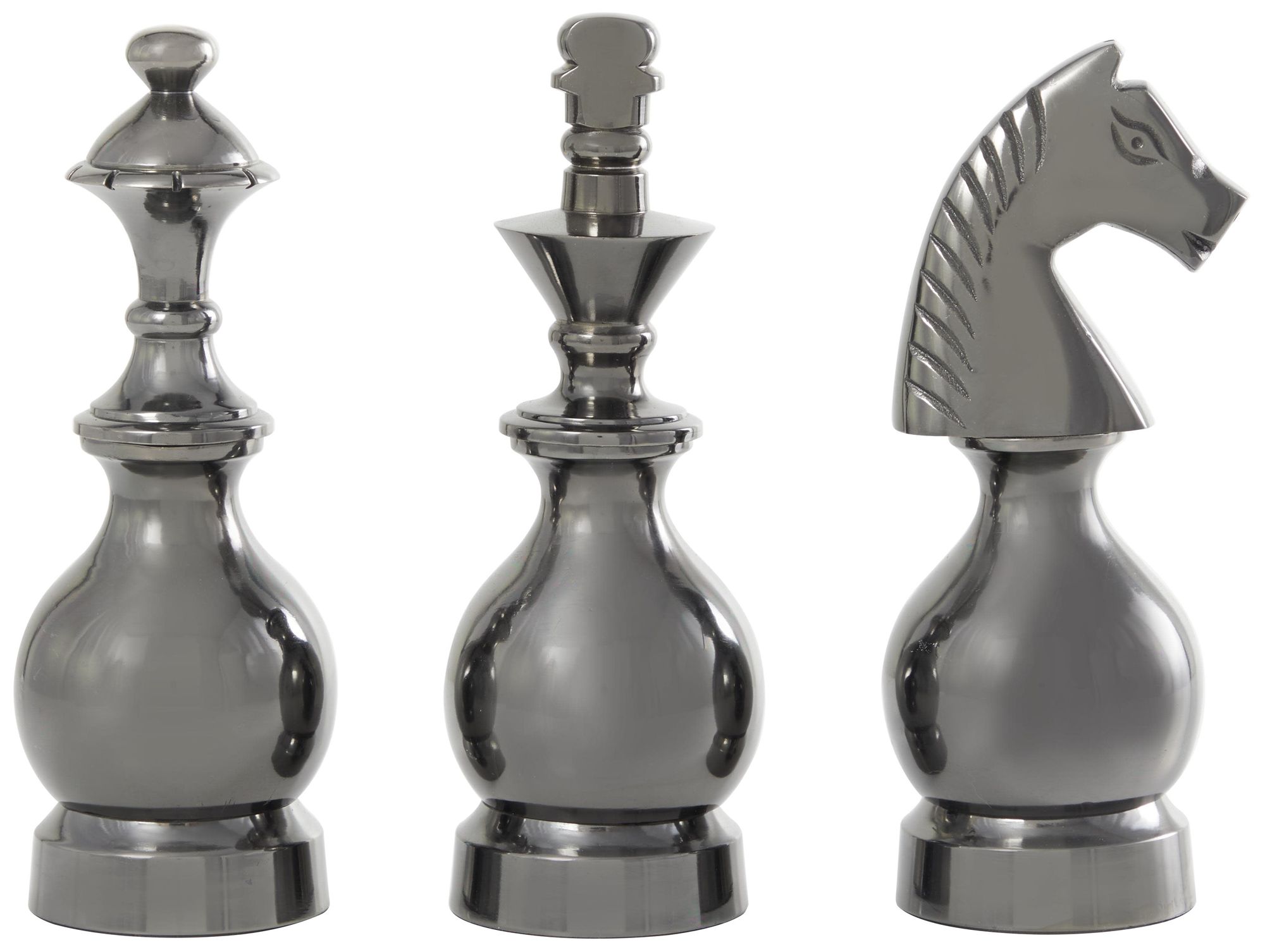 Image 5 Gray Aluminum Metal Traditional Sculpture, S/3 9", 9", 8"H more views