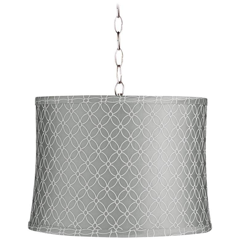Image 1 Gray An Qing 14 inch Wide Brushed Nickel Shaded Pendant Light