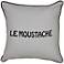 Gray and Black Moustache 18" Square Throw Pillow