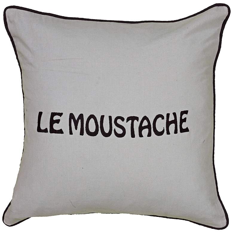 Image 1 Gray and Black Moustache 18 inch Square Throw Pillow