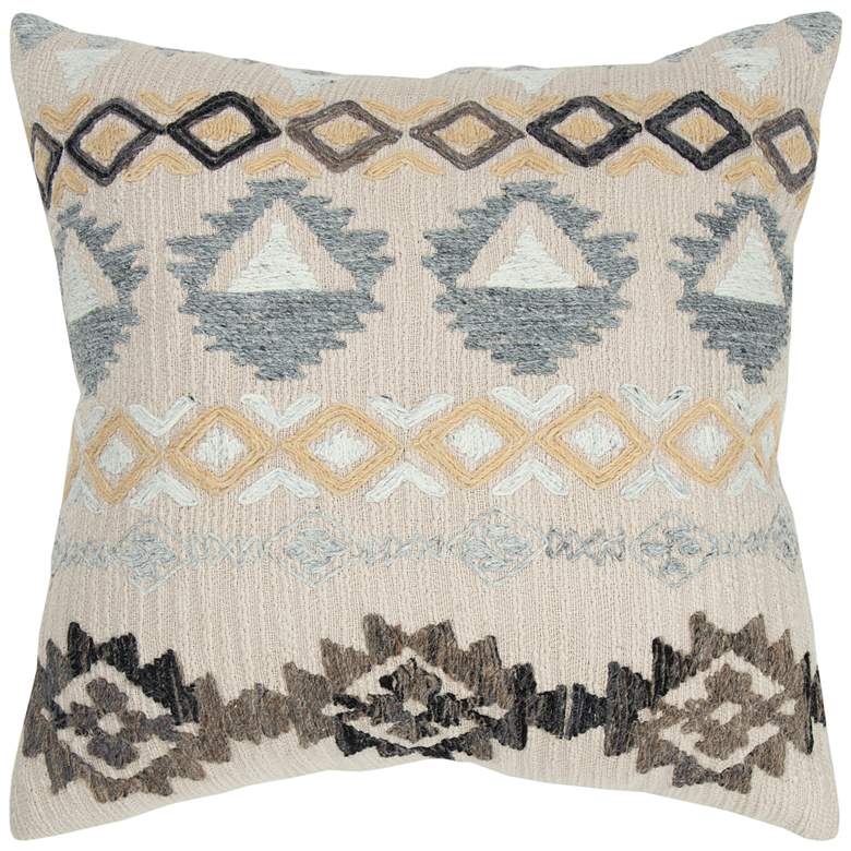 Image 2 Gray and Brown Tribal 20 inch x 20 inch Poly Filled Throw Pillow