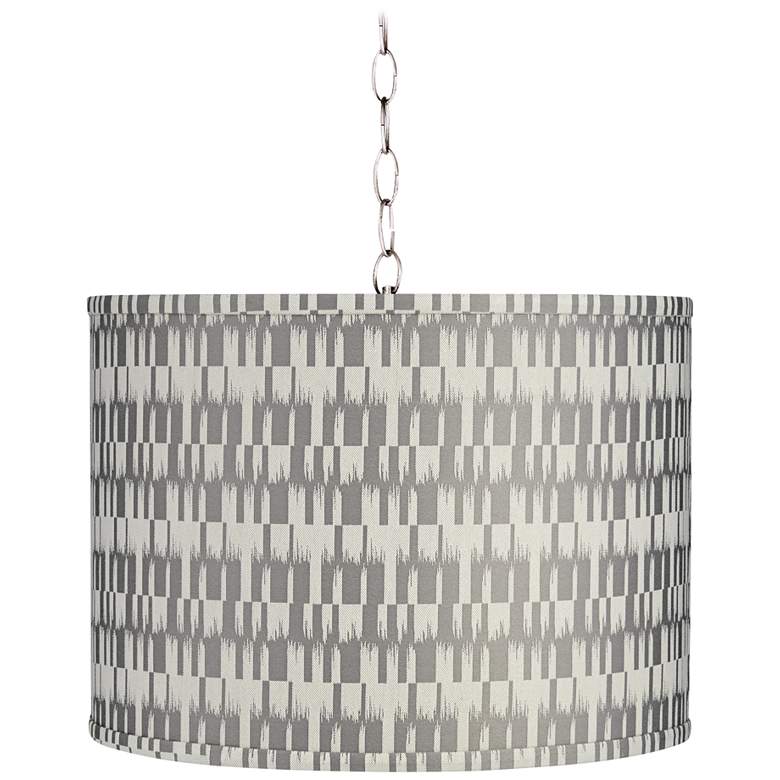Image 1 Gray and Cream 15" Wide Brushed Nickel Shaded Pendant Light