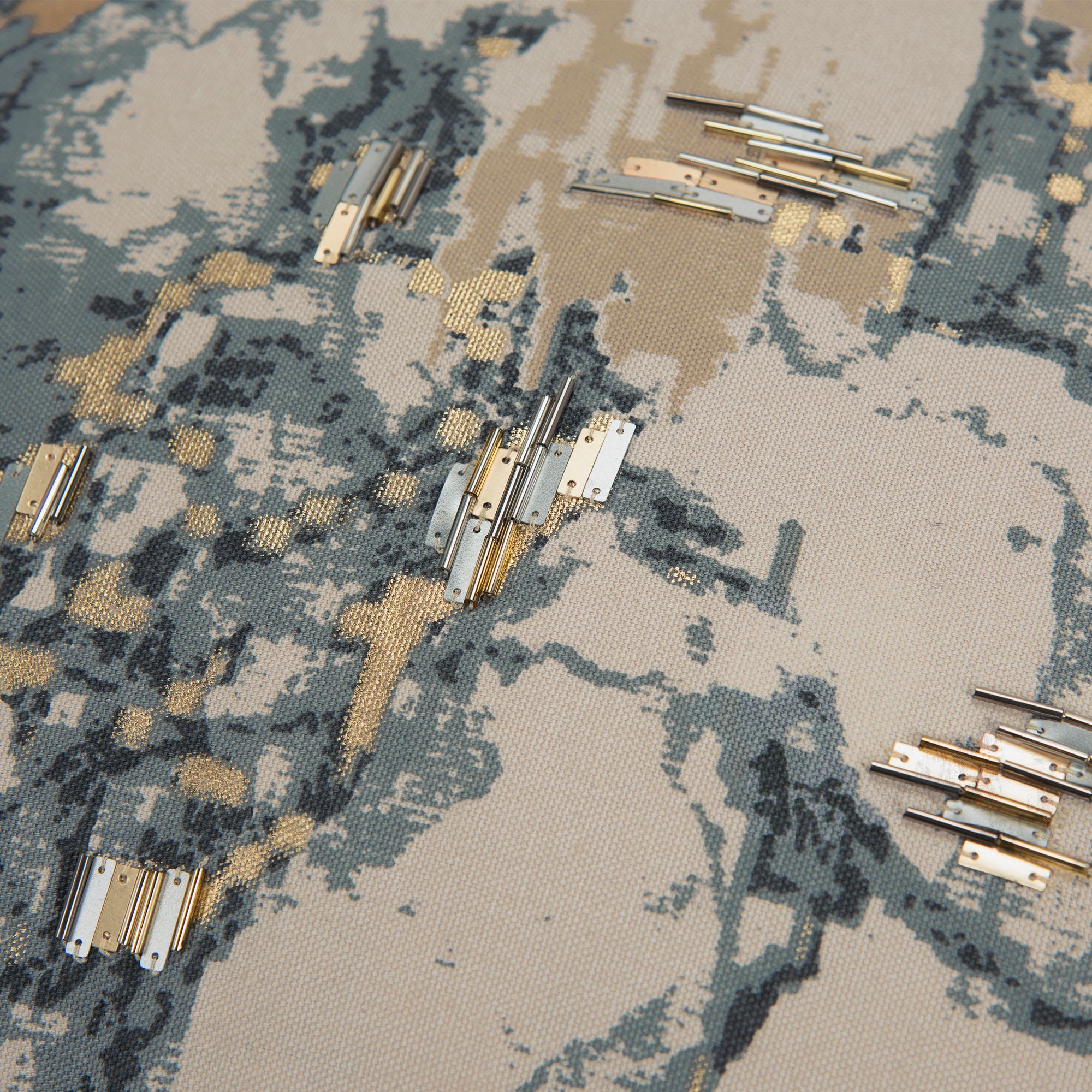 Image 3 Gray and Gold Abstract 20" x 20" Down Filled Throw Pillow more views