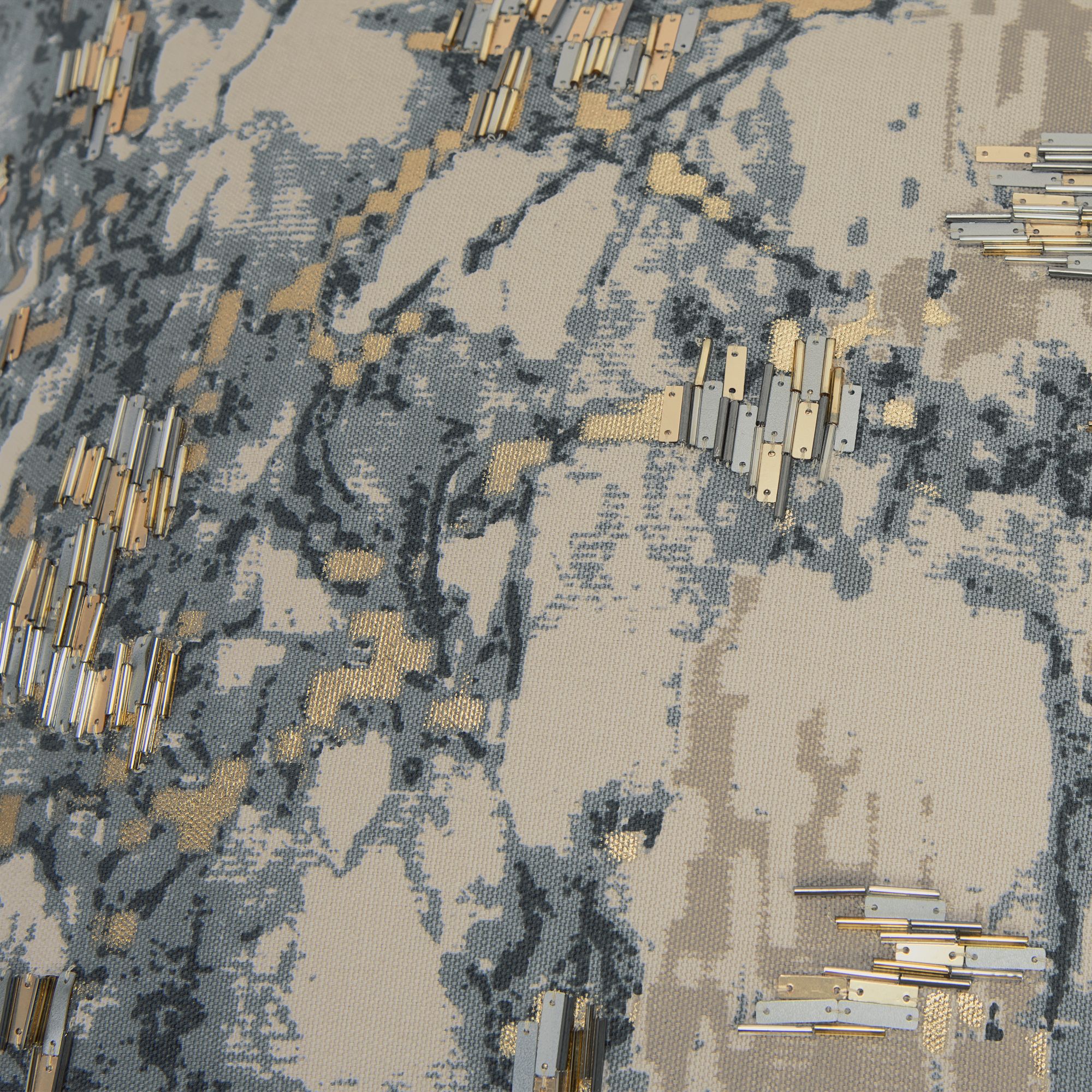 Image 4 Gray and Gold Abstract 20" x 20" Down Filled Throw Pillow more views