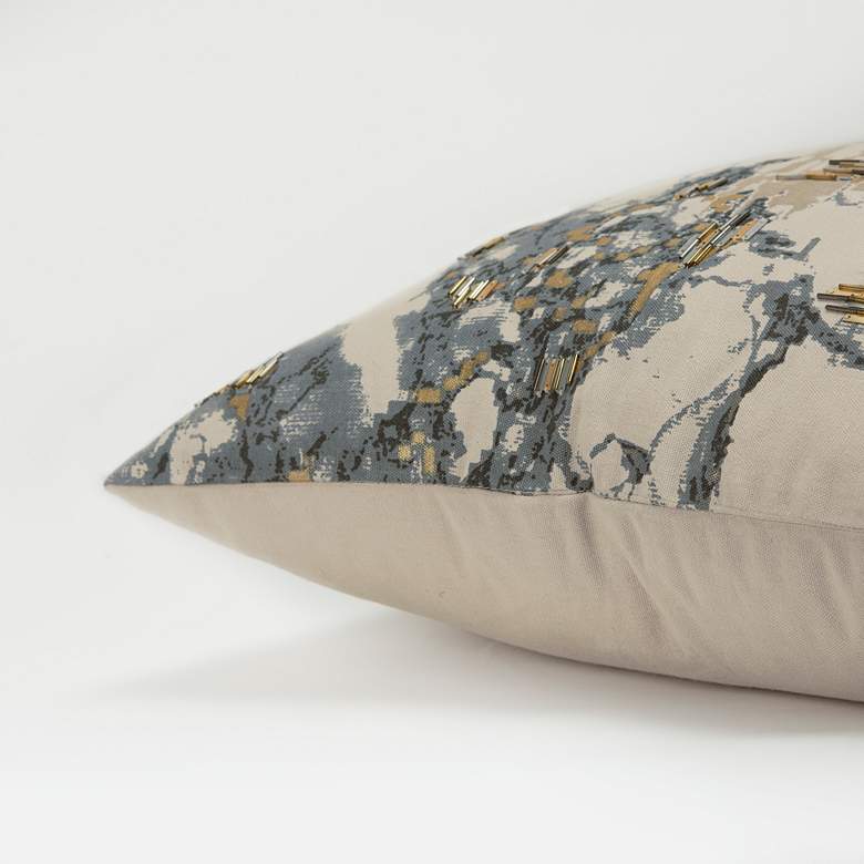 Image 5 Gray and Gold Abstract 20" x 20" Poly Filled Throw Pillow more views