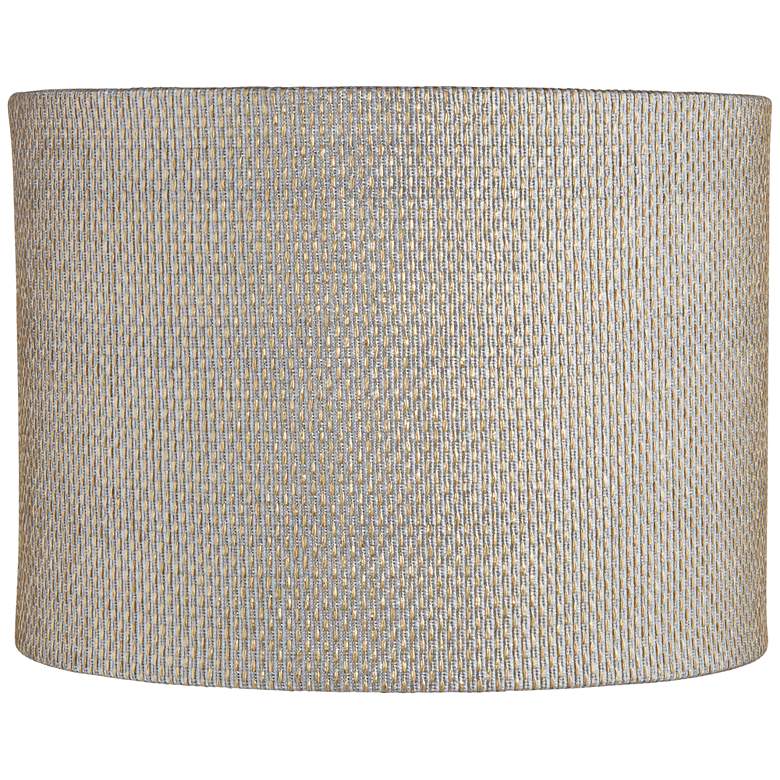 Image 1 Gray and Gold Plastic Weave Drum Shade 15x15x11 (Spider)