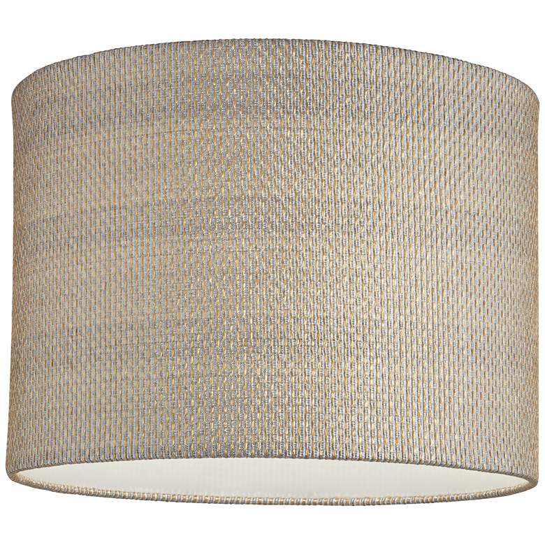 Image 3 Gray and Gold Plastic Weave Drum Shade 15x15x11 (Spider) more views