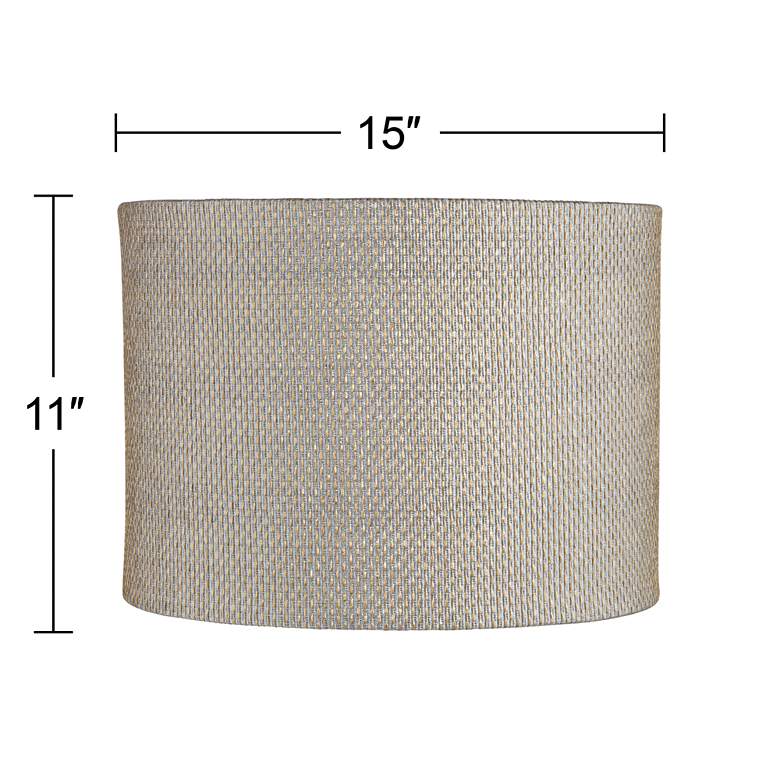 Image 5 Gray and Gold Plastic Weave Drum Shade 15x15x11 (Spider) more views